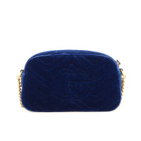 Gucci GG Marmont Velvet Shoulder Bag in Pelle scamosciata in Blu