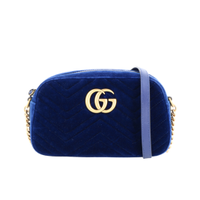 Gucci GG Marmont Velvet Shoulder Bag en Daim en Bleu
