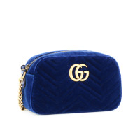 Gucci GG Marmont Velvet Shoulder Bag Suède in Blauw