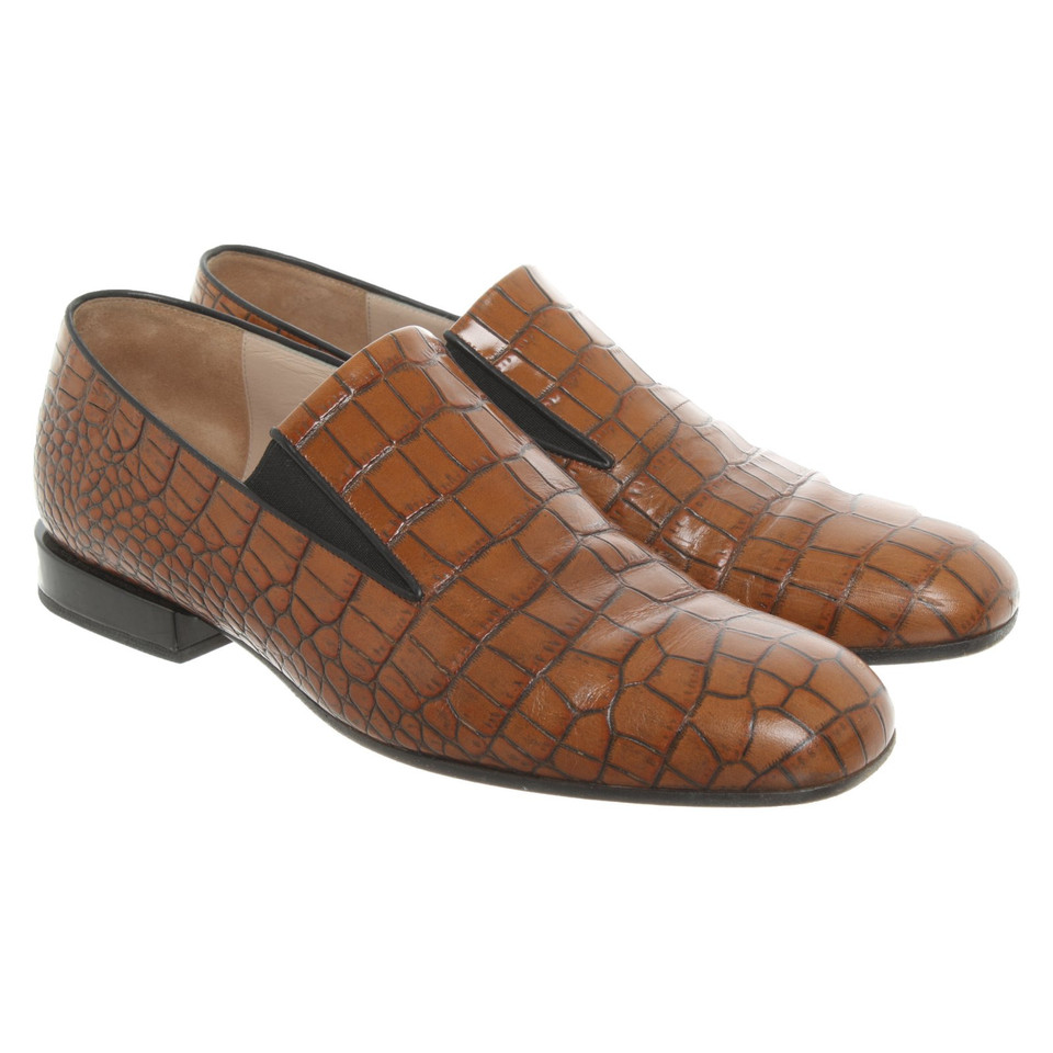 Dries Van Noten Slipper/Ballerinas aus Leder in Braun