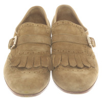 Santoni Slippers/Ballerinas Leather in Olive