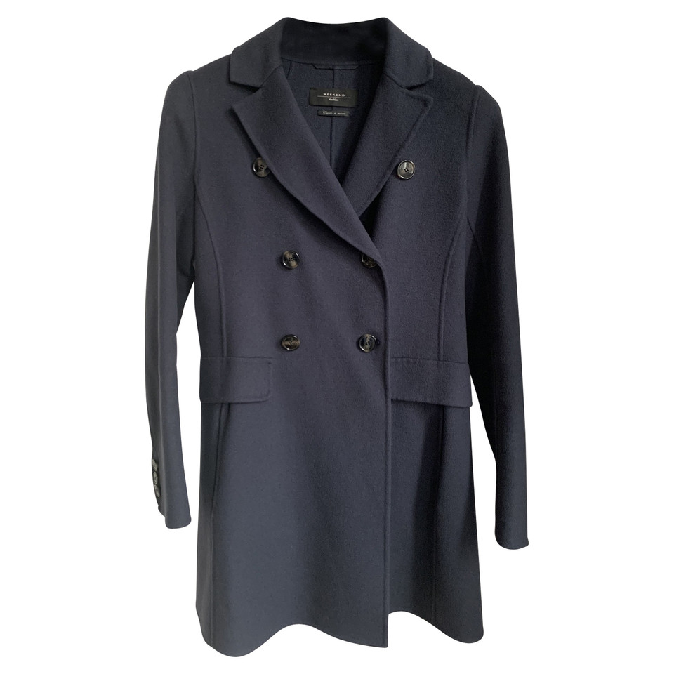 Max Mara Jas/Mantel Wol in Blauw