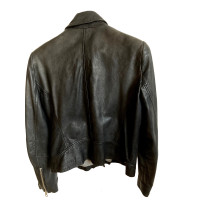 Set Jacke/Mantel aus Leder in Schwarz