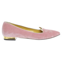 Charlotte Olympia "Kitty" slippers in roze