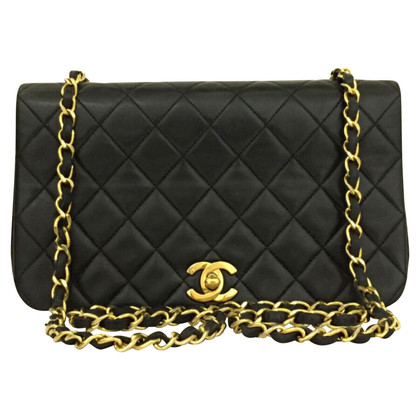 Chanel Flap Bag Leer in Zwart