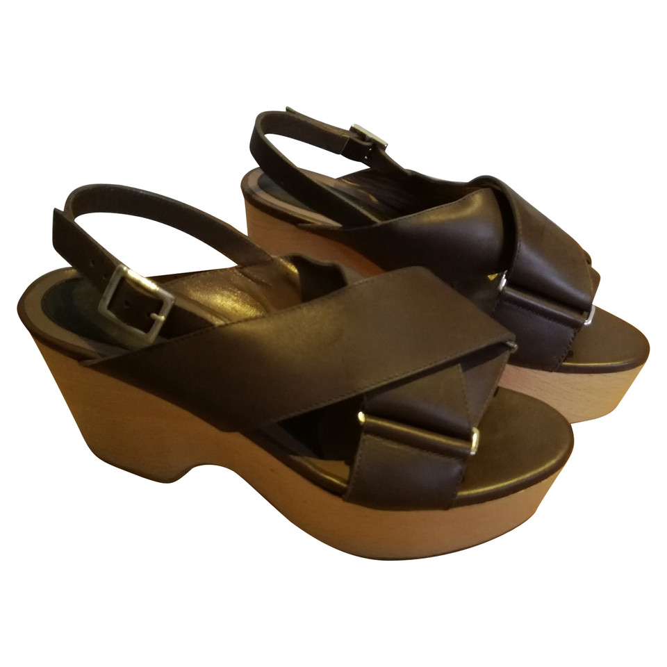 Marni Wedges Leather in Brown