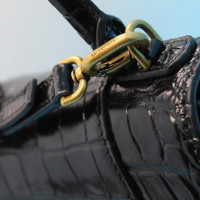 Balenciaga Hourglass Mini Croc Embossed Leather in Black