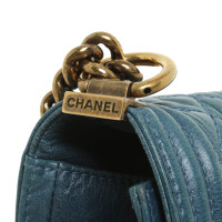 Chanel Boy Bag aus Leder in Petrol