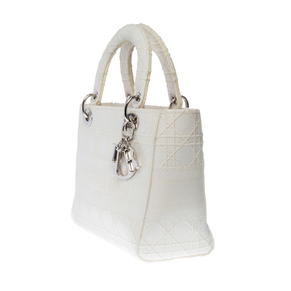 Dior Lady D-Lite Bag aus Wolle in Weiß