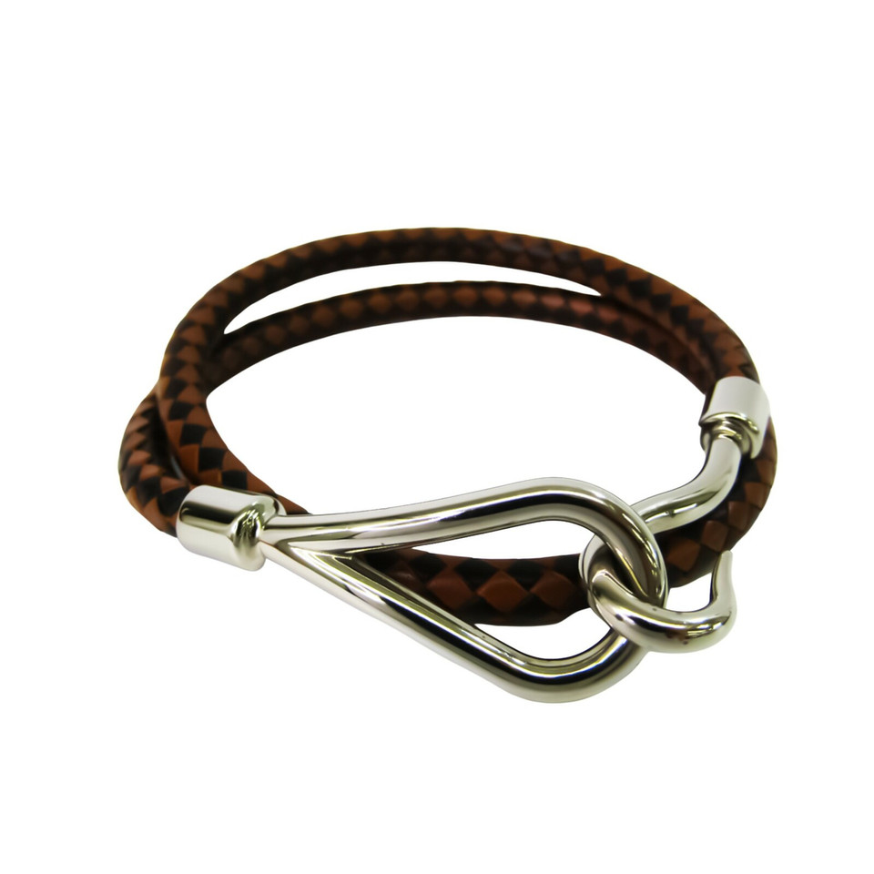 Hermès Jumbo Hook Armband Leer in Bruin