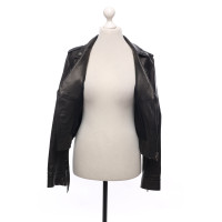 John Galliano Jacke/Mantel aus Leder in Schwarz