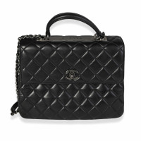 Chanel Flap Bag Top Handle aus Leder in Schwarz