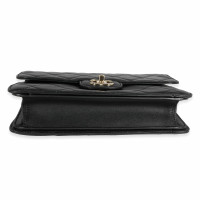 Chanel Top Handle Flap Bag Leer in Zwart