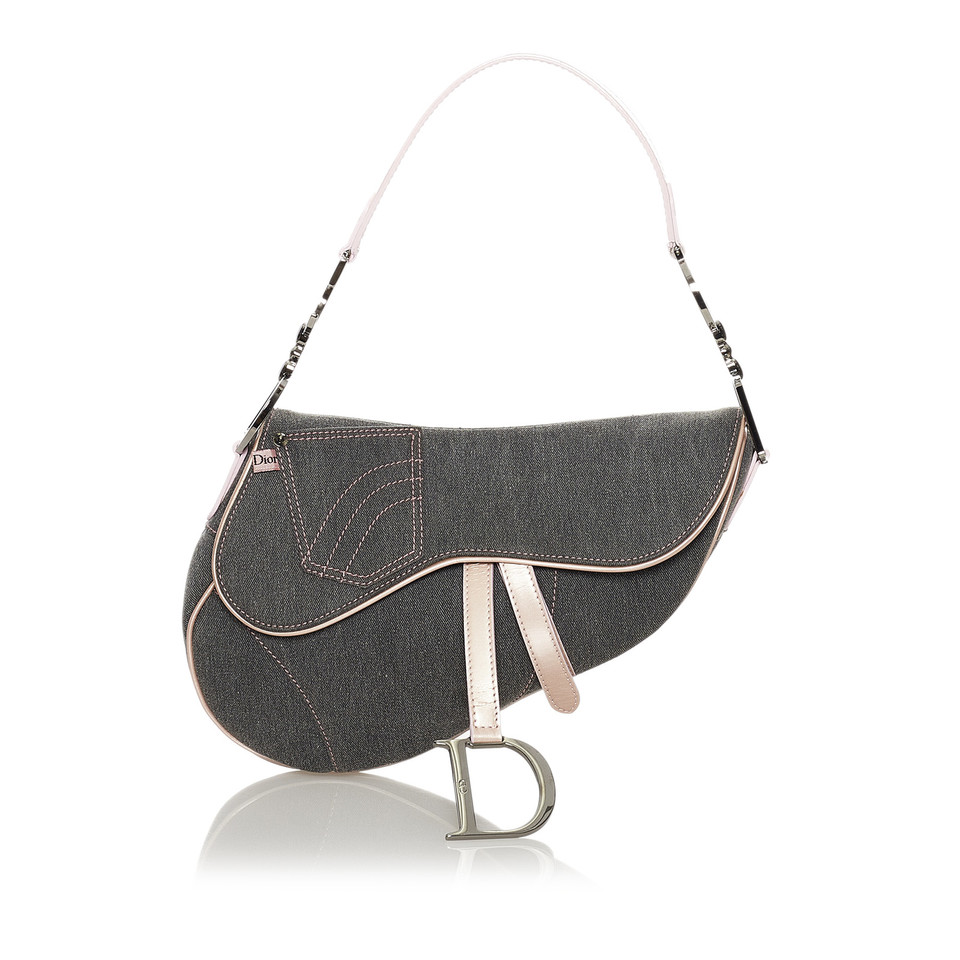 Christian Dior Saddle Bag aus Jeansstoff in Grau