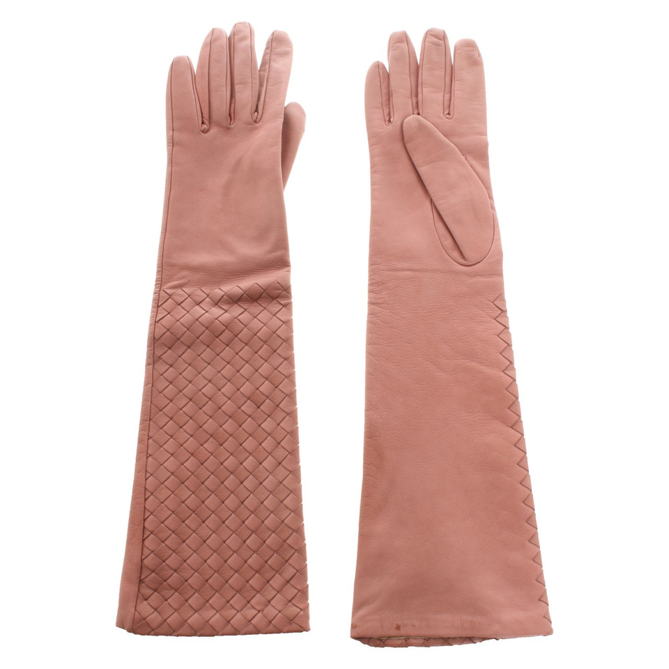 Bottega Veneta Handschuhe aus Leder in Rosa / Pink