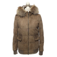 Iris Von Arnim Jacke/Mantel aus Leder in Taupe