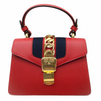 Gucci Sylvie Shoulder Bag Mini Leer in Rood