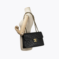 Chanel Classic Flap Bag Jumbo Leer in Zwart