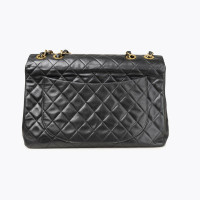 Chanel Classic Flap Bag Jumbo Leer in Zwart