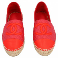 Chanel Chaussons/Ballerines en Cuir en Rouge
