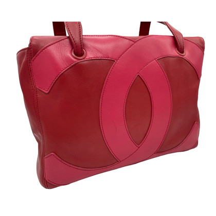 Chanel Shopping Tote Leer in Rood