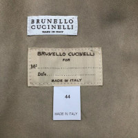 Brunello Cucinelli Giacca/Cappotto in Pelle scamosciata in Grigio