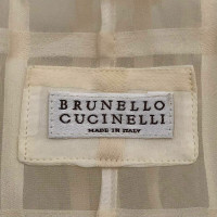 Brunello Cucinelli Giacca/Cappotto in Seta in Bianco
