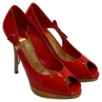 Christian Dior Pumps/Peeptoes aus Lackleder in Rot