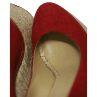 Charlotte Olympia Wedges aus Canvas in Rot