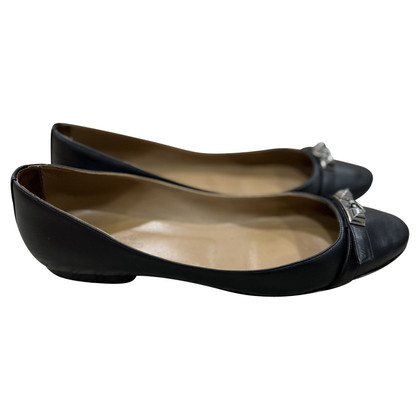 Hermès Slippers/Ballerinas Leather in Black