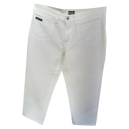 D&G Paire de Pantalon en Coton en Blanc