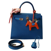 Hermès Kelly Bag 25 aus Leder in Blau