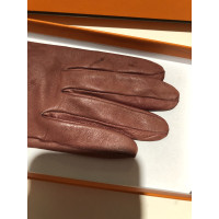 Hermès Handschuhe aus Leder in Bordeaux