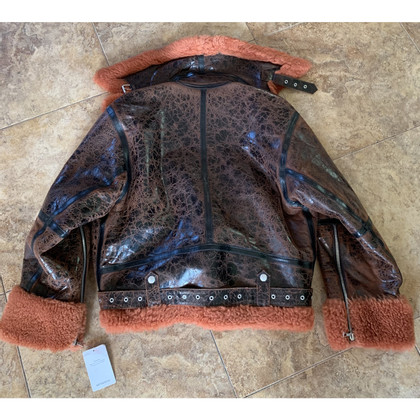 Dries Van Noten Jacket/Coat Leather in Orange