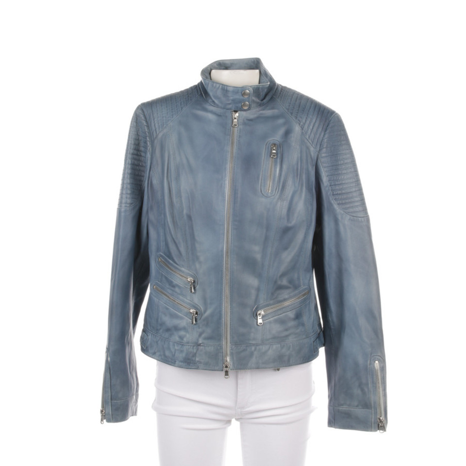 SCHYIA Jacke/Mantel aus Leder in Blau