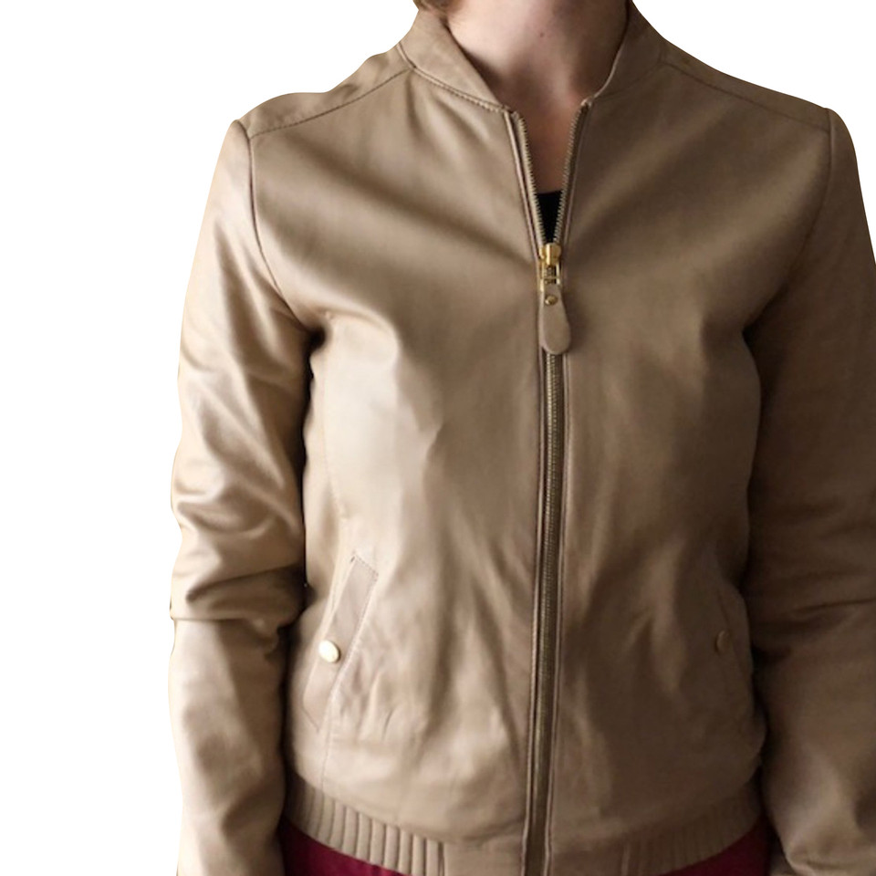 Massimo Dutti Top en Cuir en Beige