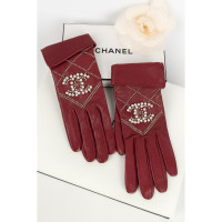 Chanel Handschoenen Leer in Rood