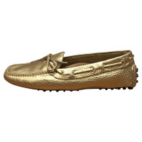 Car Shoe Slippers/Ballerinas Leather in Gold
