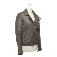 Set Leather Jacket in Taupe