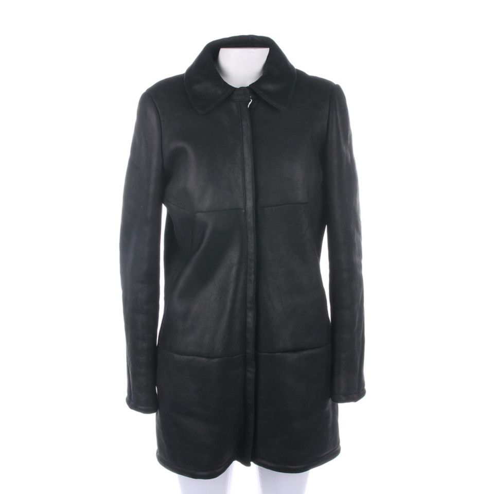 Jil Sander Jacke/Mantel aus Leder in Schwarz