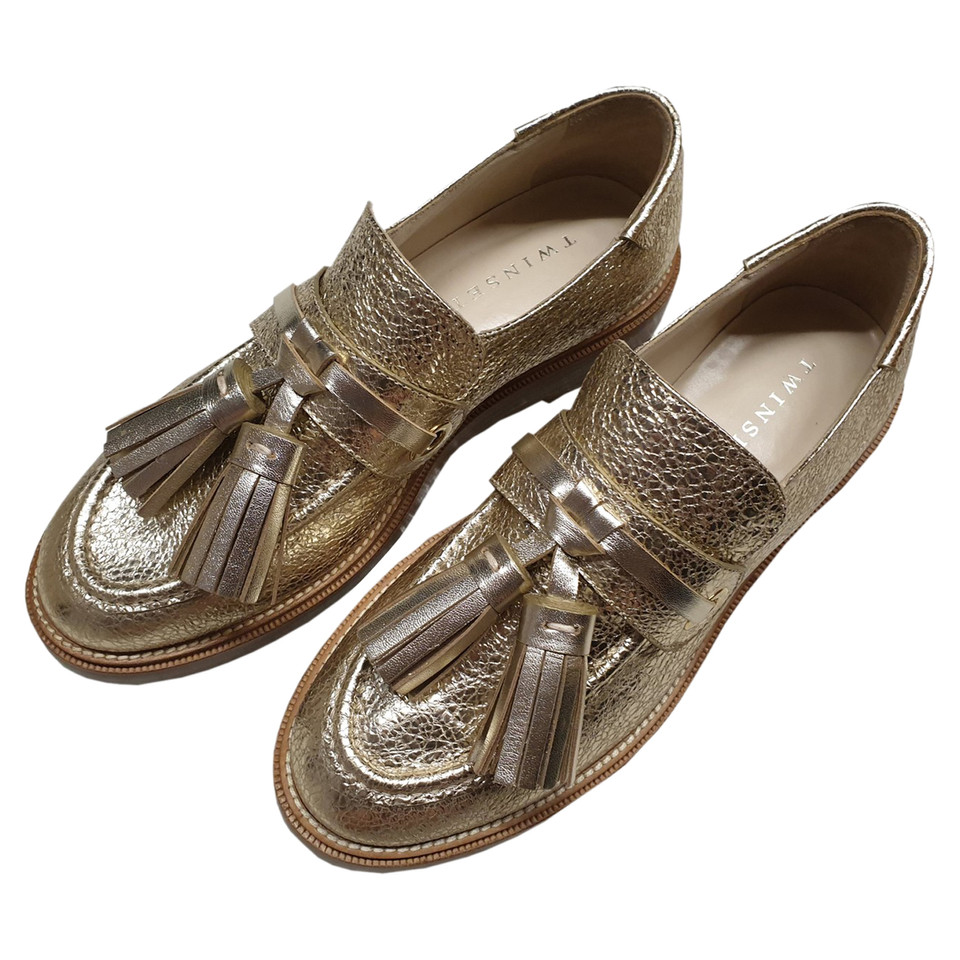 Twin Set Simona Barbieri Chaussures à lacets en Cuir en Doré