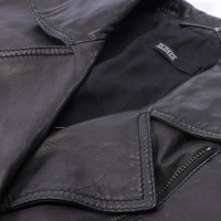 Closed Jacket/Coat Leather in Black