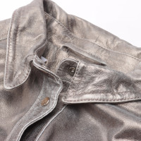 SCHYIA Jacke/Mantel aus Leder in Silbern