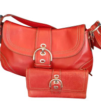 Coach Handbag Leather in Red