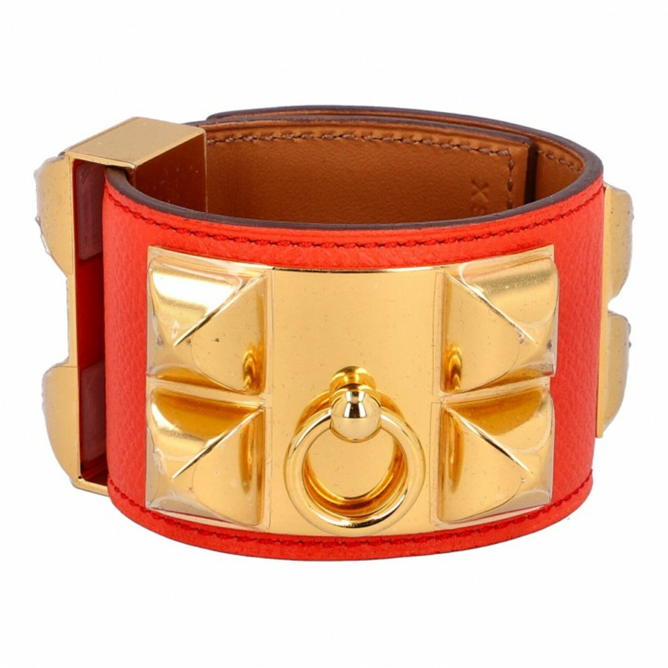 Hermès Collier de Chien Armband aus Leder in Orange