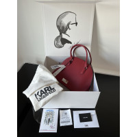 Karl Lagerfeld Handtasche aus Leder in Bordeaux