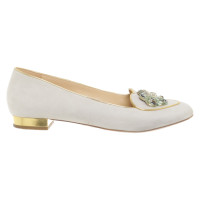 Charlotte Olympia Slipper/Ballerinas aus Wildleder in Grau