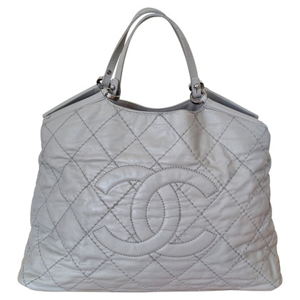 Chanel Shopping Tote Leer in Grijs