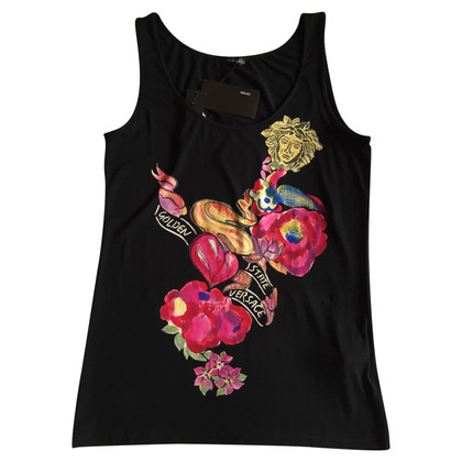 Versace Black T-shirt with flower design size S