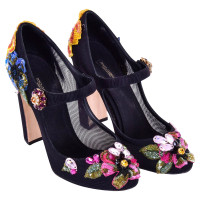 Dolce & Gabbana Pumps/Peeptoes aus Viskose in Schwarz